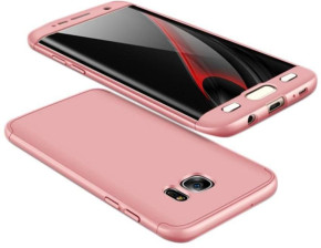 Твърд калъф лице и гръб 360 градуса със скрийн протектор FULL Body Cover за Samsung Galaxy S7 Edge G935 златисто розов / rose gold 